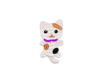 Mini Calico Cat Patch | Kawaii Kitten Kitty Belly Rubs Iron-On Applique Sticker Badge | Cat Lady Animal Rescue DIY Backpack Jacket Accessory