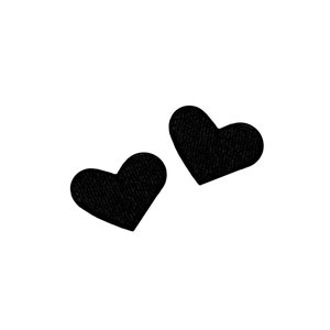 Tiny Black Heart Patches | 2x Mini Goth Love Iron-On Appliques | Embroidered DIY Badge Set | Girls Teen Lapel Jacket Craft Supply Accessory