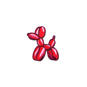 Mini Red Balloon Dog Patch | Carnival Fair Balloon Prize Iron-On Applique | Kawaii DIY Badge Applique | Kids Teen Backpack Jacket Accessory