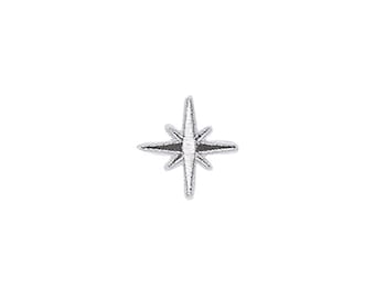Tiny Silver Starburst Patch | Metallic Galaxy Twinkle Star Iron-On Applique | Embroidered Retro DIY Badge | Teen Backpack Jacket Accessory