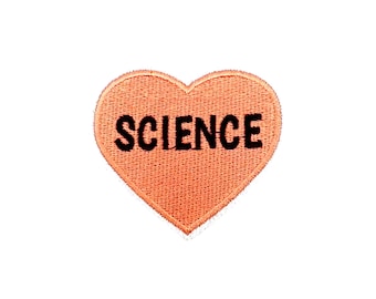 Science Patch | Pink Heart Scientist Love Iron-On Applique | Embroidered DIY Badge | Student Science Class Elementary School Teacher Gift
