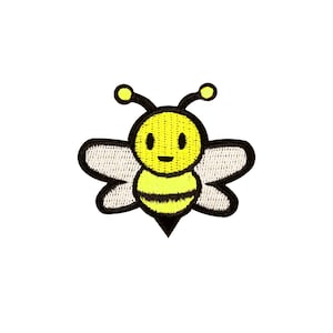 Honeybee Patch | Kawaii Happy Honey Bumble Bee Iron-On Applique | Embroidered DIY Badge | Girls Teen Save The Bees Backpack Jacket Accessory