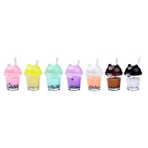 Kitty Boba Charm | Mini Pastel Rainbow Cat Ear Cup Bubble Milk Tea Pendant | Kawaii DIY Necklace Bracelet Jewelry Making Craft Supply