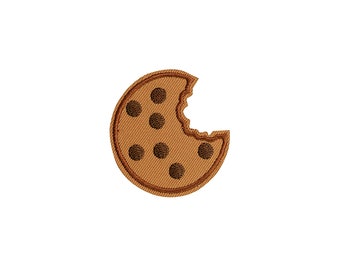 Toppa per biscotti con gocce di cioccolato / Applicazione termoadesiva con morso di biscotto Kawaii / Distintivo artigianale per ragazze Teen Scout / Accessorio per giacca zaino fai da te da forno