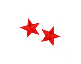 Parches de estrella roja diminutos / 2 mini estrellas termoadhesivas / Juego de parches y insignias para solapa de uniforme, mochilas y chaquetas para adolescentes y niños
