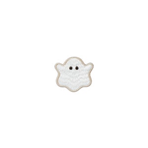 Stick-On Hugging Ghost Patch | Mini Kawaii Ghost Hunter Spooky Self-Adhesive Applique | Poltergeist Hug Embroidered DIY Sticker Badge