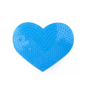 May include: A blue heart-shaped sequin patch. The sequins are arranged in a pattern that creates a textured look.