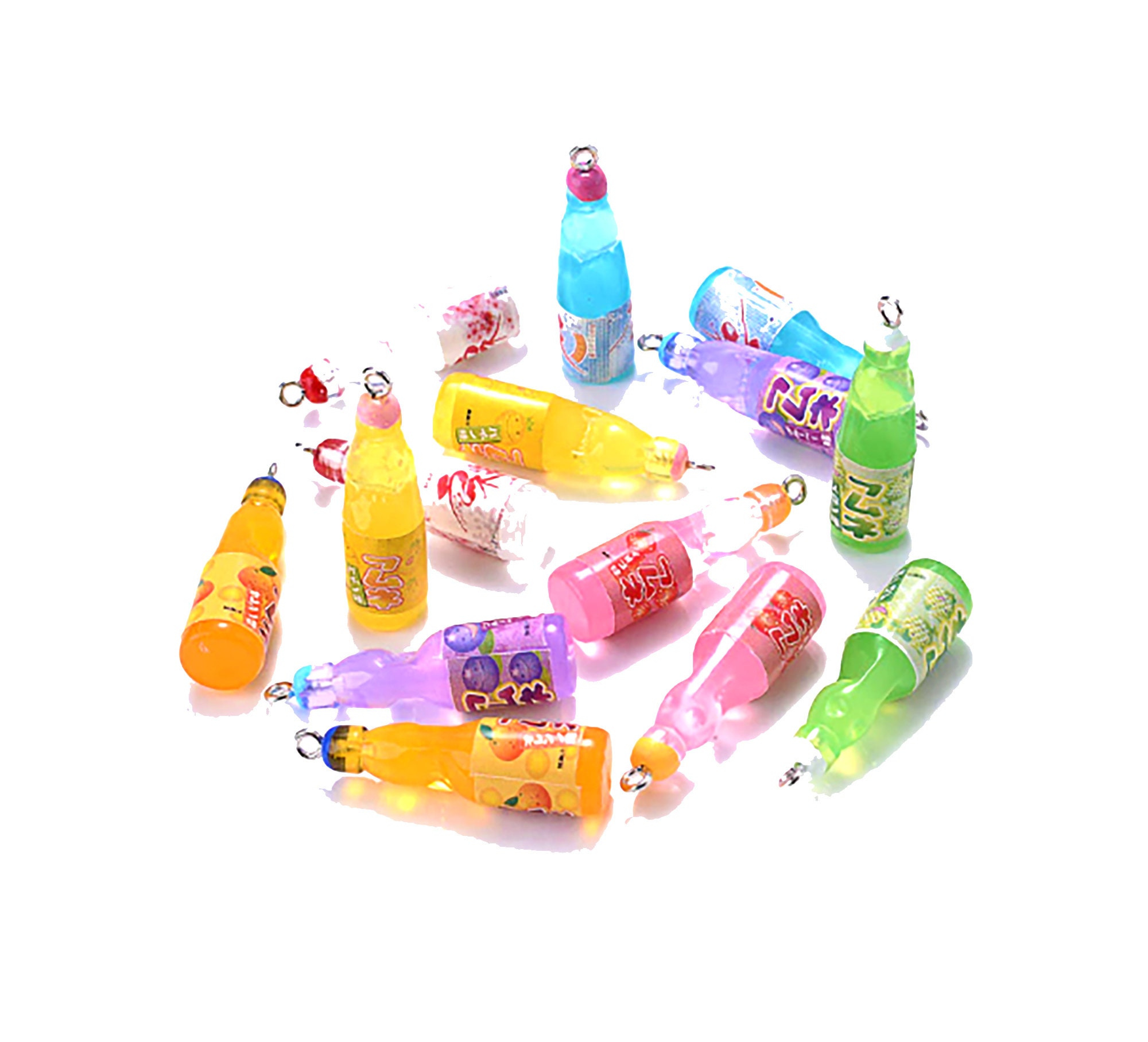Ramune Soda Bottle Charm | Miniature Pastel Rainbow Glow-in-the