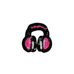 May include: Black and pink sequined headphones patch.
