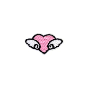 Mini Angelic Heart Patch | Kawaii Angel Cupid Valentine Flying Wings Iron-On Applique | Embroidered Love Badge | Backpack Jacket Accessory