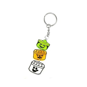 Halloween Boo Bucket Keychain | Retro Y2K 90&#39;s Fast Food Happy Meal Acrylic Key Chain | Vintage Kids Meal Witch Pumpkin Ghost Keyring Gift