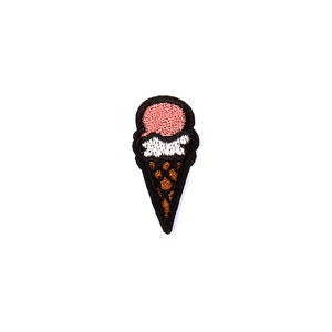 Mini Ice Cream Patch | Tiny Waffle Cone Summer Food Iron-On Applique | Embroidered DIY Novelty Badge | Girls Teen Foodie Backpack Accessory