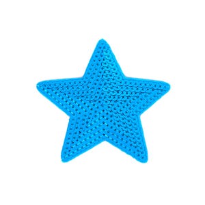 Sequin Turquoise Star Patch | Aqua Blue Sparkle Iron-On Applique | Kawaii Space DIY Badge | Girls Teen Backpack Jacket Craft Accessory