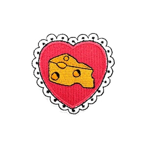Cheese Heart Patch | Music Singer Melanie Heart Cheddar Love Tattoo Iron-On Applique | Embroidered DIY Badge | Teen Backpack Craft Accessory