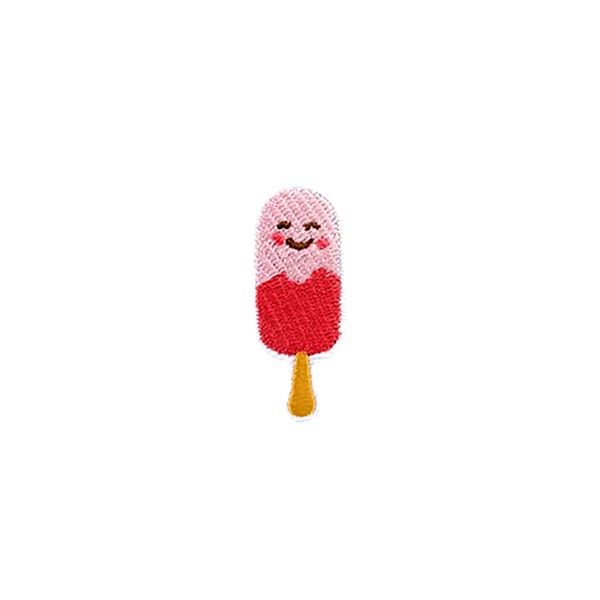 Mini Happy Popsicle Patch | Kawaii Pink Ice Cream Pop Iron-On Applique | Embroidered DIY Badge | Girls Teen Jean Jacket Craft Accessory