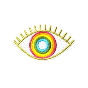 Rainbow Aura Evil Eye Patch | Eye of God Talisman Iron-On Applique | Metallic Girls Teen Sewing DIY Badge | Backpack Jean Jacket Accessory