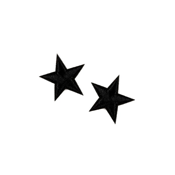 minuscules écussons étoiles noires | 2 mini appliques thermocollantes Uchuu Kei étoiles noires | Ensemble d'écussons et d'écussons avec col à revers pour enfants