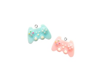 Game Controller Anhänger | Mini Kawaii Pastell Rosa Blau Gamer Anhänger | Videospiel DIY Schmuck Armband Halskette Ohrringe Handwerk Versorgung Geschenk