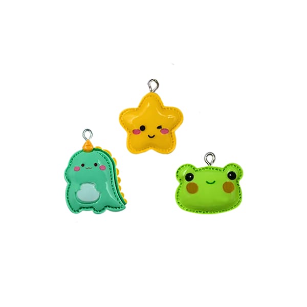 Kawaii Pillow Charm | Frog Puffy Star Dinosaur Pendant | Kids Girls Happy Froggy Dino Resin Bracelet Necklace Earrings DIY Jewelry Supply