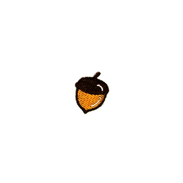 Stick-On Tiny Acorn Nut Patch | Mini Fall Autumn Harvest Chipmunk Self-Adhesive Sticker Applique | Embroidered DIY Lapel Badge