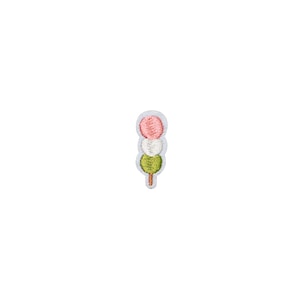 Zelfklevende Dango Knoedelpatch | Mini pastel kawaii japans mochi dessert zelfklevende sticker appliqué | Geborduurde strijkvrije reversbadge
