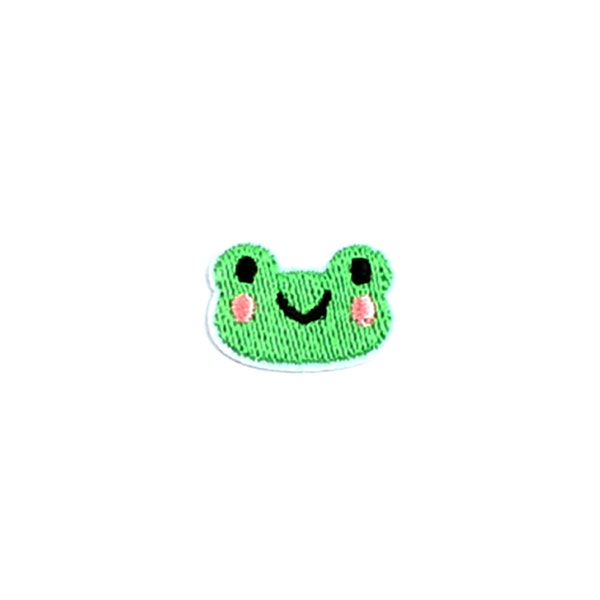 Tiny Frog Patch | Mini Kawaii Happy Froggy Face Iron-On Applique | Embroidered DIY Badge | Teen Kids Easter Basket Jacket Lapel Accessory