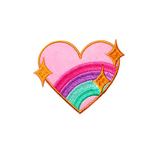 Rainbow Emoji Heart Patch | Pink Kawaii Pastel Sparkle