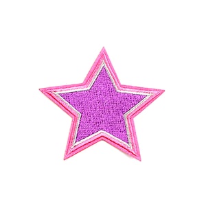 Lavender Pink Star Patch | Pastel Kawaii Fairy Kei Iron-On Applique | Embroidered DIY Uchuu Kei Badge | Teen Backpack Jacket Tote Accessory