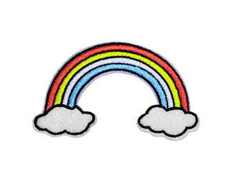 Rainbow Patch | Kawaii Pastel Rainbow Cloud Iron-On Applique | Teen Girls Embroidered DIY Novelty Badge | Backpack Jacket Accessory