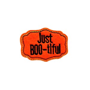 Toppa semplicemente BOO-TIFUL / Applique termoadesiva con fantasma di Halloween arancione e raccolto autunnale / Distintivo fai da te ricamato / Accessorio per zaino e giacca da ragazza