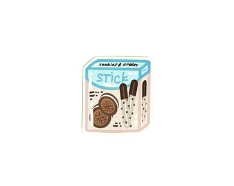 Cookies & Cream Stick Cookies Sticker | Aesthetic Pastel Japanese Biscuit Snack | Water Resistant Vinyl Sticker | Laptop Phone Bottle Decal