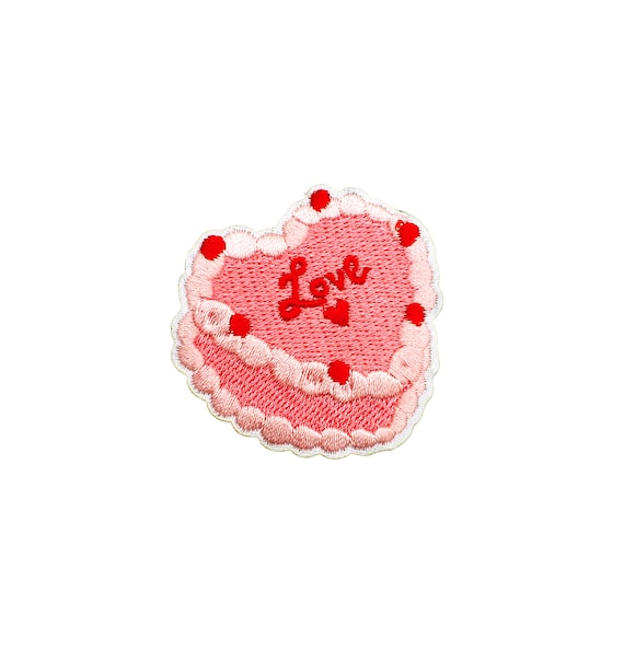 Pink Icing Vintage Heart Cake Patch | Love Birthday Cake Baby
