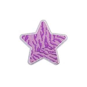 Lavender Animal Print Star Patch | Pastel Purple Kawaii Fairy Kei Iron-On Applique | Girls Teen DIY Embroidered Badge | Backpack Accessory