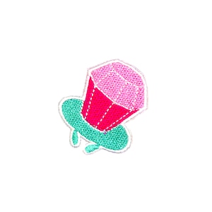 Candy Ring Patch | Pastel Pink Kawaii Retro Lollipop Candycore Jewelry Iron-On Applique | 90&#39;s Y2K DIY Badge | Nostalgia Jacket Accessory