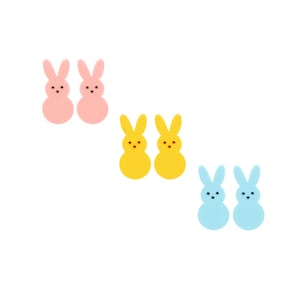 Marshmallow Bunny Studs | Mini Kawaii Pastel Easter Basket Candy Post Earrings | Teen Girls Springtime Jewelry