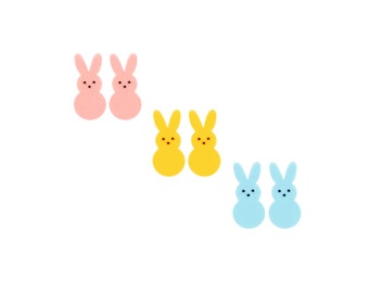 Marshmallow Bunny Studs | Mini Kawaii Pastel Easter Basket Candy Post Earrings | Teen Girls Springtime Jewelry