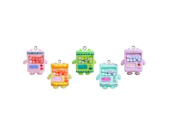 Kawaii máquina expendedora encanto / Mini pastel arco iris japonés juguete garra juego dispensador colgante / miniatura oso oreja DIY pulsera joyería suministro