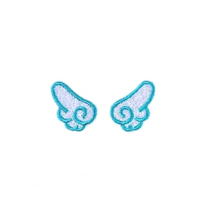 Stick-On Tiny Angel Wing Patches | 2x Mini Kawaii Pastel Heavenly Wings | Embroidered Self-Adhesive No-Iron Applique Badge Sticker Set