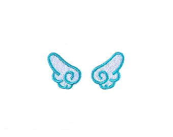 Stick-On Tiny Angel Wing Patches | 2x Mini Kawaii Pastel Heavenly Wings | Embroidered Self-Adhesive No-Iron Applique Badge Sticker Set