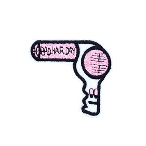 Blow Dryer Patch | &#39;Bad Hair Day&#39; Stylist Blo Dryer Iron-On Applique | Funny Embroidered DIY Salon Novelty Badge | Backpack Jacket Accessory