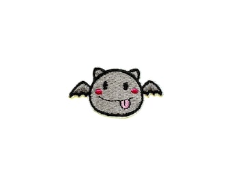 Mini Bat Patch | Funny Kawaii Halloween Vampire Bat Iron-On Applique | Cheeky Cute DIY Novelty Badge | Goth Girl Teen Backpack Bag Accessory