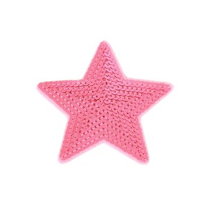 May include: A pink star-shaped patch made of sequins.