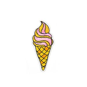 Ice Cream Patch | Soft Serve Ice Cream Waffle Cone DIY Iron-On Applique Badge | Girls Teen Summer Backpack Purse Jacket Craft Accessory