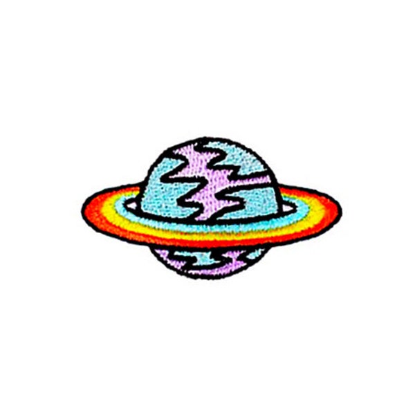 Rainbow Planet Patch | Kawaii Pastel Fairy Kei Uchuu Kei Galaxy Iron-On Applique | Embroidered DIY Craft Badge | Backpack Jacket Accessory