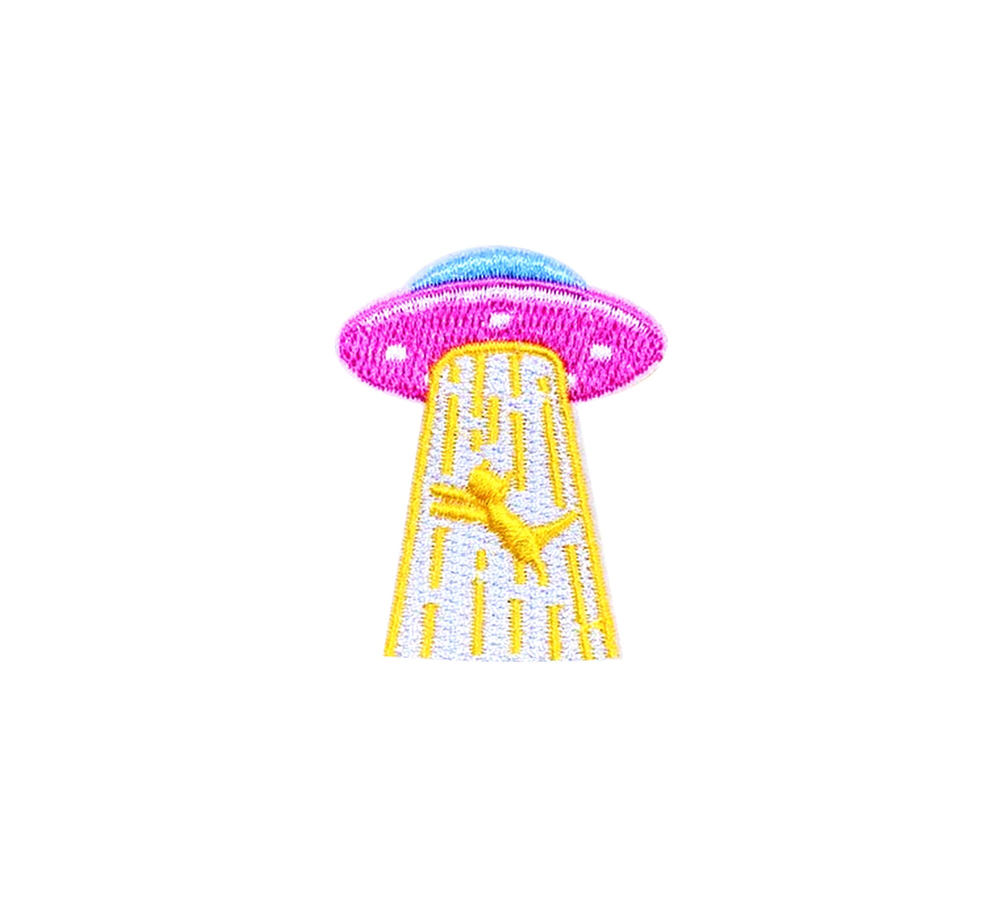 Naszywka z kotem UFO | Pastelowy latający spodek, samoprzylepna naklejka z uprowadzeniem kociaka | Dziewczęca kurtka DIY, plecak, akcesorium do robótek ręcznych