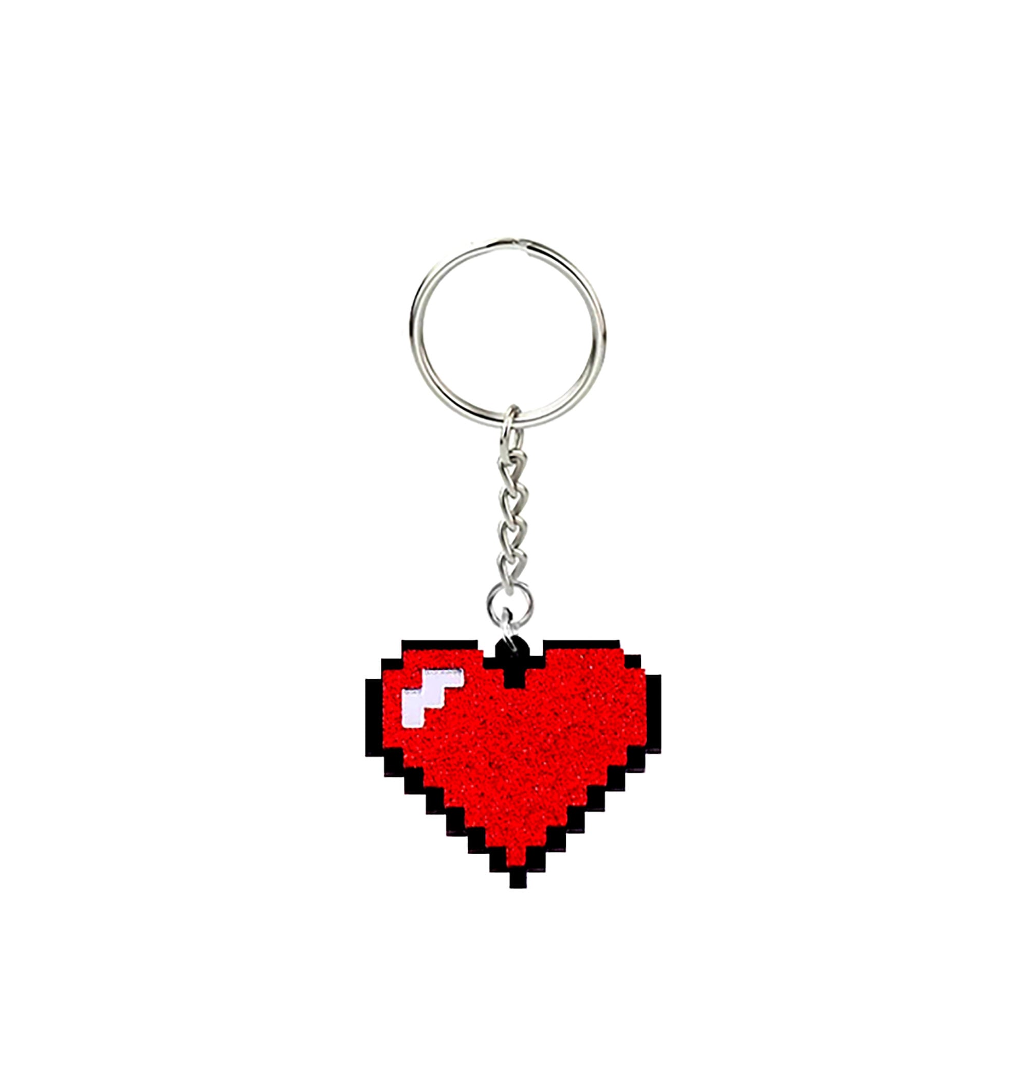 Pixel Heart Keychain | Sparkle Valentine Video Game 8-bit Acrylic