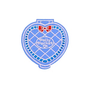 Pocket Doll Patch | Pastel Blue Mini Polly Game Toy Iron-On Applique | Teen Y2K 80&#39;s 90&#39;s Nostalgia DIY Embroidered Badge Jacket Accessory