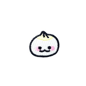 Kleine knoedelpatch | Schattige mini kawaii happy steamed bun dim sum opstrijkappliqué | Geborduurde DIY-badge | Accessoire rugzak jas revers