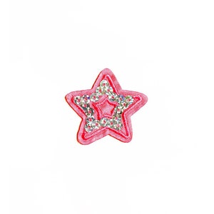 Sequin Mini Star Patch | Pink Rainbow Iridescent Sparkle Star Iron-On Applique | Embroidered DIY Badge | Girls Backpack Jacket Accessory