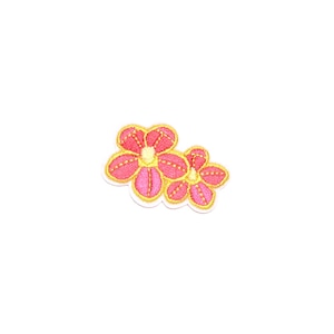 Mini Double Cherry Blossom Patch | Pink Pastel Japanese Flower Iron-On Applique | Embroidered DIY Badge | Gilrs Teen Sakura Jacket Accessory